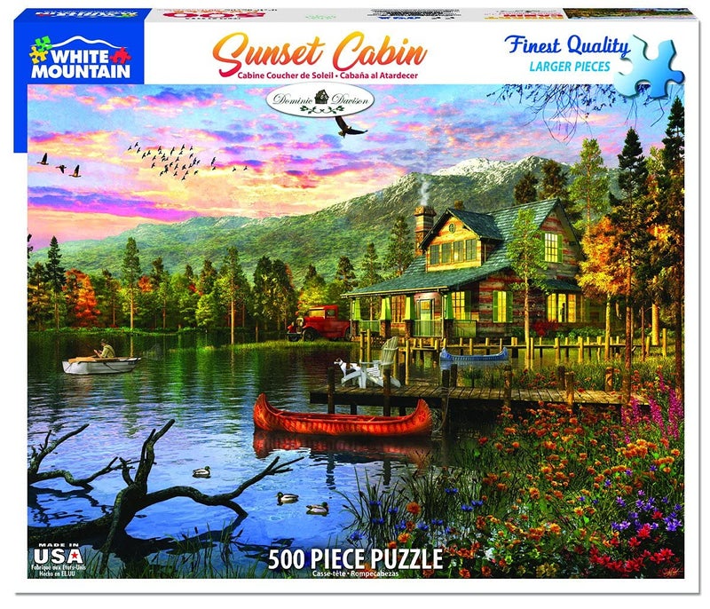 White Mountain Puzzles Sunset Cabin Store - 500 Piece Jigsaw Puzzle - Image 2